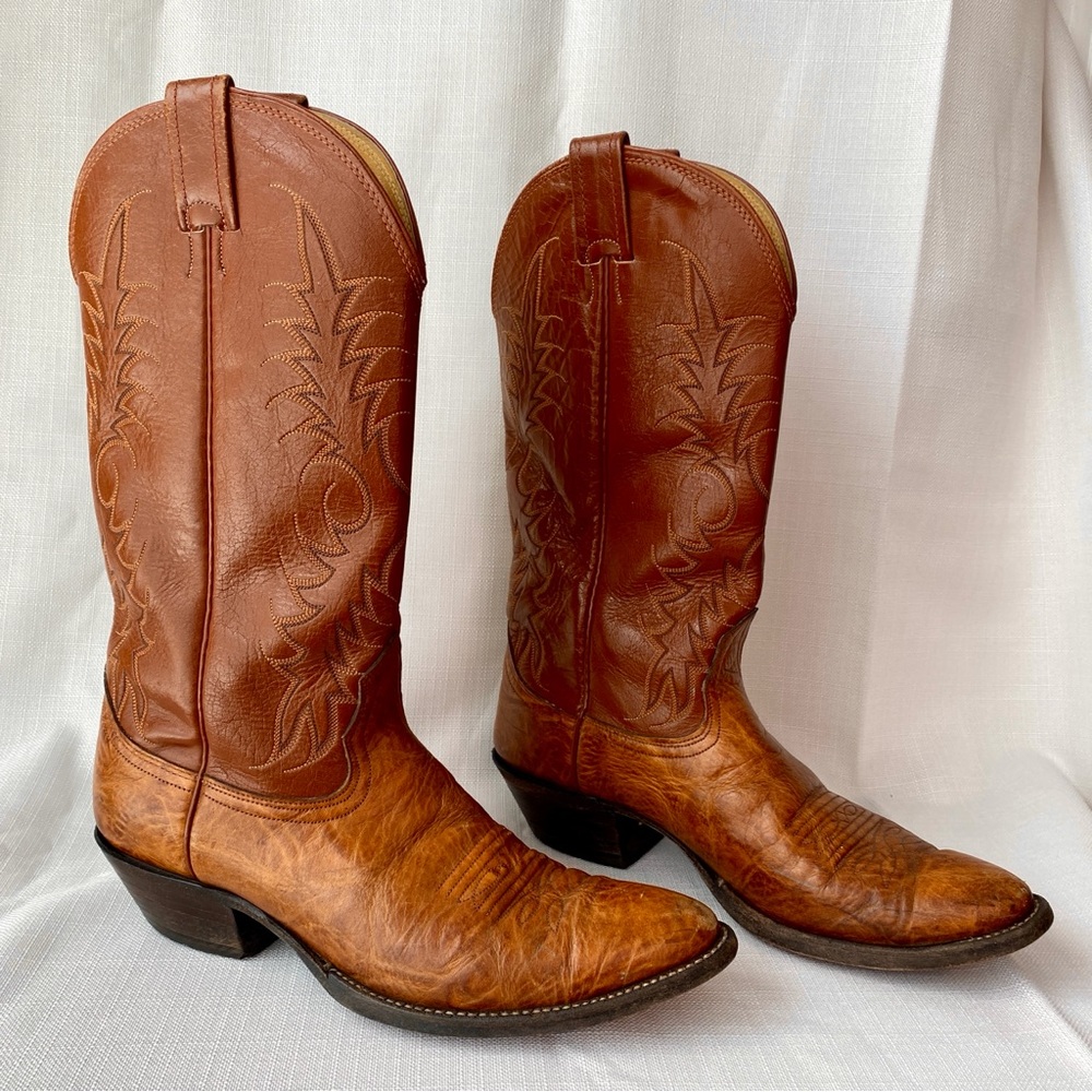 Vintage Nocona Men's Western Bullhide Leather Cowboy Boots Made in the USA - Picture 2 of 13